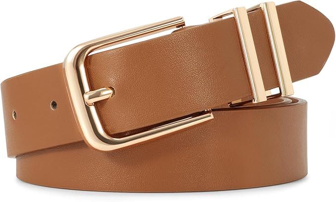 VONMELLI Women's Soft Faux Leather Belt for Jeans Pants Dress Fashion Ladies Waist Belt with Gold... | Amazon (US)
