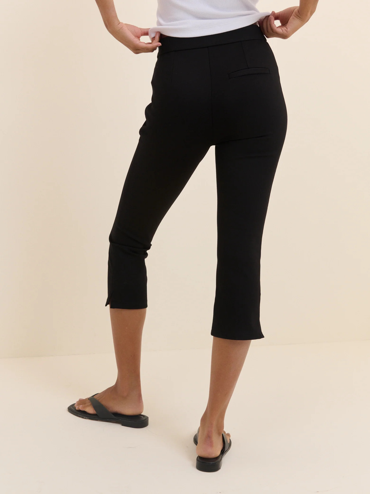 Black Jersey Ponte Capris Trousers | Nobody's Child