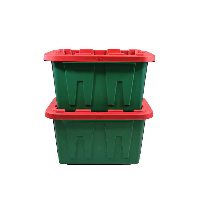 Holiday Living Medium 12 -Gallons ( 48 -Quarts ) green Stackable Tote with Standard Snap Lid | Lowe's