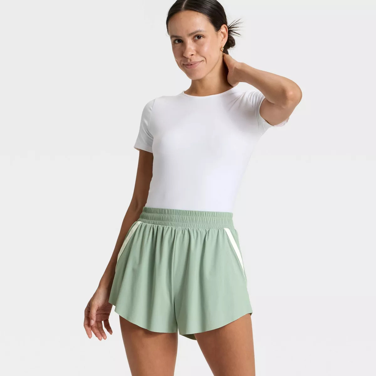 Women's Woven High-Rise Shorts 3" - All In Motion™ Sage Green M | Target
