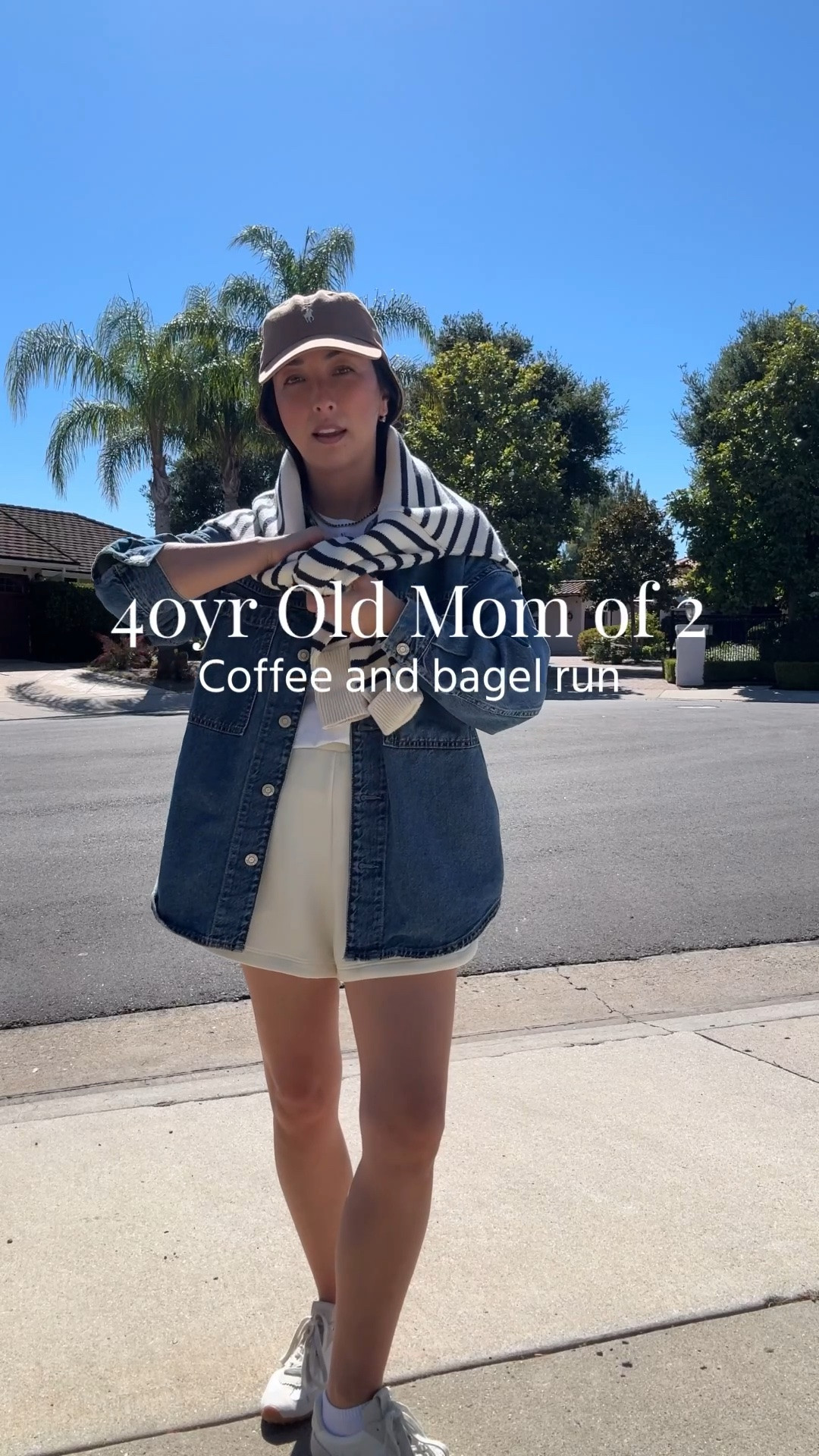 Mom on duty m, weekend edition. Denim shacket is old gap but linking similar. 

Gap shacket petite xs
Madewell tee xs
Varley shorts small
Amazon socks
Bimba Y Lola sneakers 5 - run big
Minnow Swetaer small 
Polo Ralph Lauren cap 
Electric Picks earrings
Aritzia tote

#LTKmomlife #LTKPetite