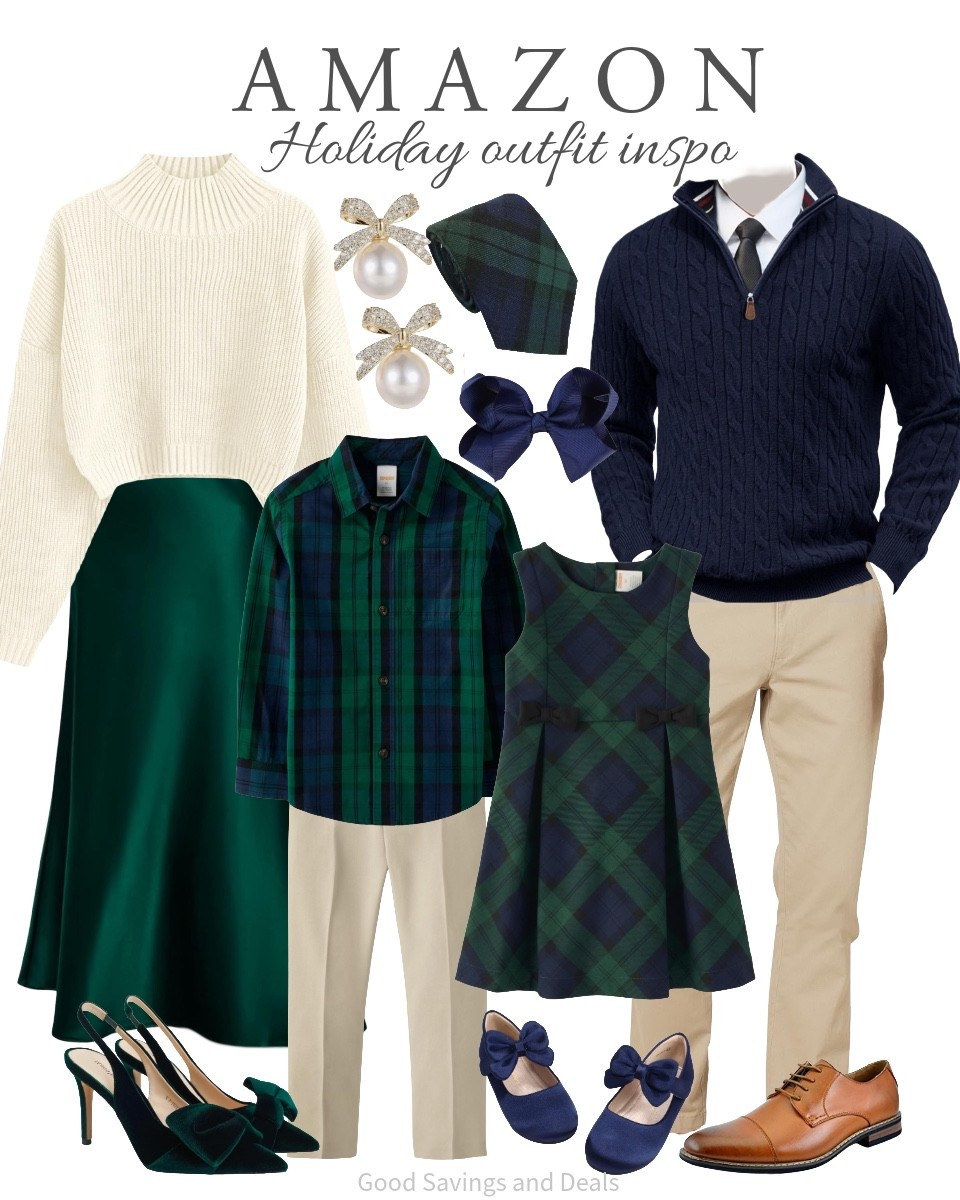 Amazon fashion. Holiday outfits for the whole family. Scottish plaid. Emerald and navy. Family photoshoot outfit inspiration. Christmas fashion.

#LTKootd #LTKFamily #LTKHoliday