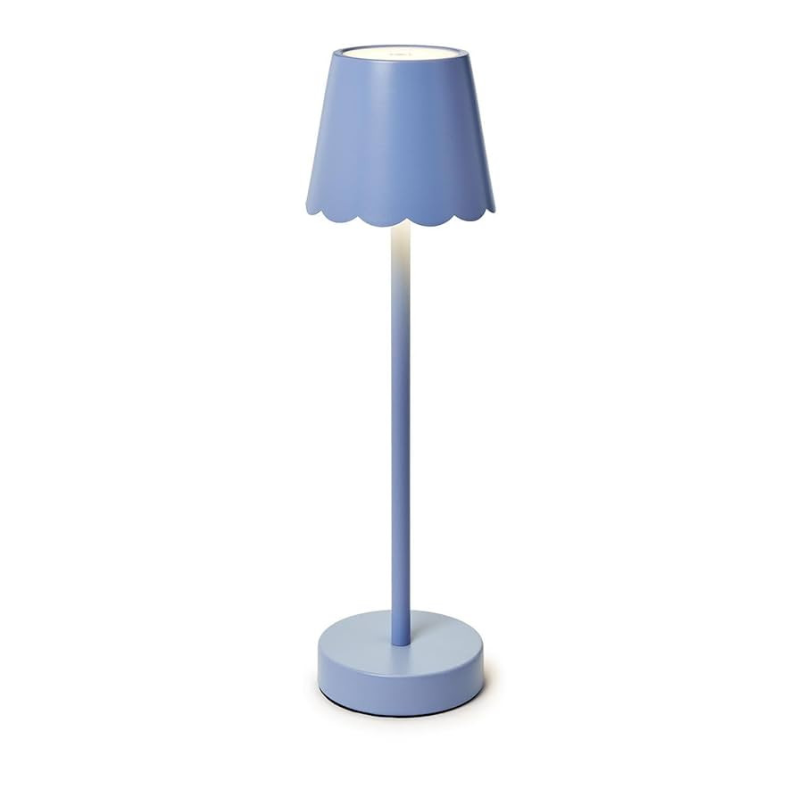 Two's Company Scalloped Edge Shade LED Cordless Table Lamp, 14-Inch, Blue | Amazon (US)