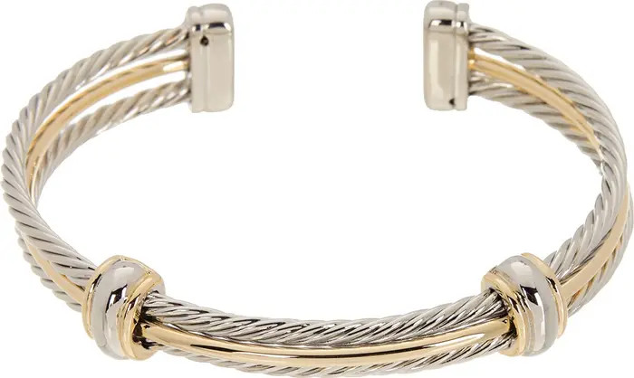 MESHMERISE Two-Tone Twisted Cable Multi-Row Adjustable Cuff Bracelet | Nordstromrack | Nordstrom Rack