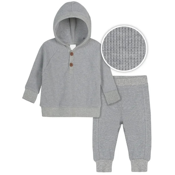 Modern Moments by Gerber Baby Boy Waffle Hoodie & Pant Outfit Set, 2-Piece, Sizes 0/3-24 Months -... | Walmart (US)
