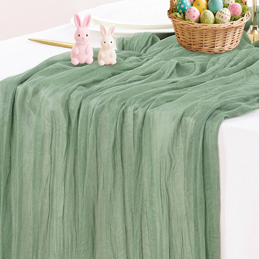 Socomi Sage Green Cheesecloth Table Runner Easter Spring Boho Rustic Farmhouse Gauze 120 inch 10F... | Amazon (US)