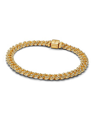 Pandora Gold-Plated Pavé Cuban Chain Bracelet - Macy's | Macy's