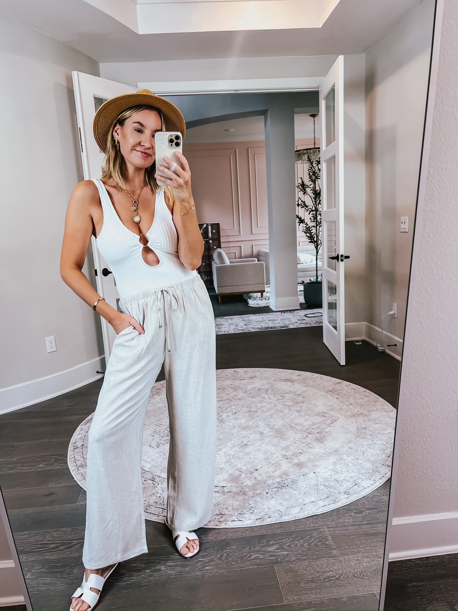 The cutest mom approved swimsuit & linen pants I use as a cover up! Both fits tts 
#founditonamazon 

#LTKSwim #LTKSeasonal #LTKFindsUnder50