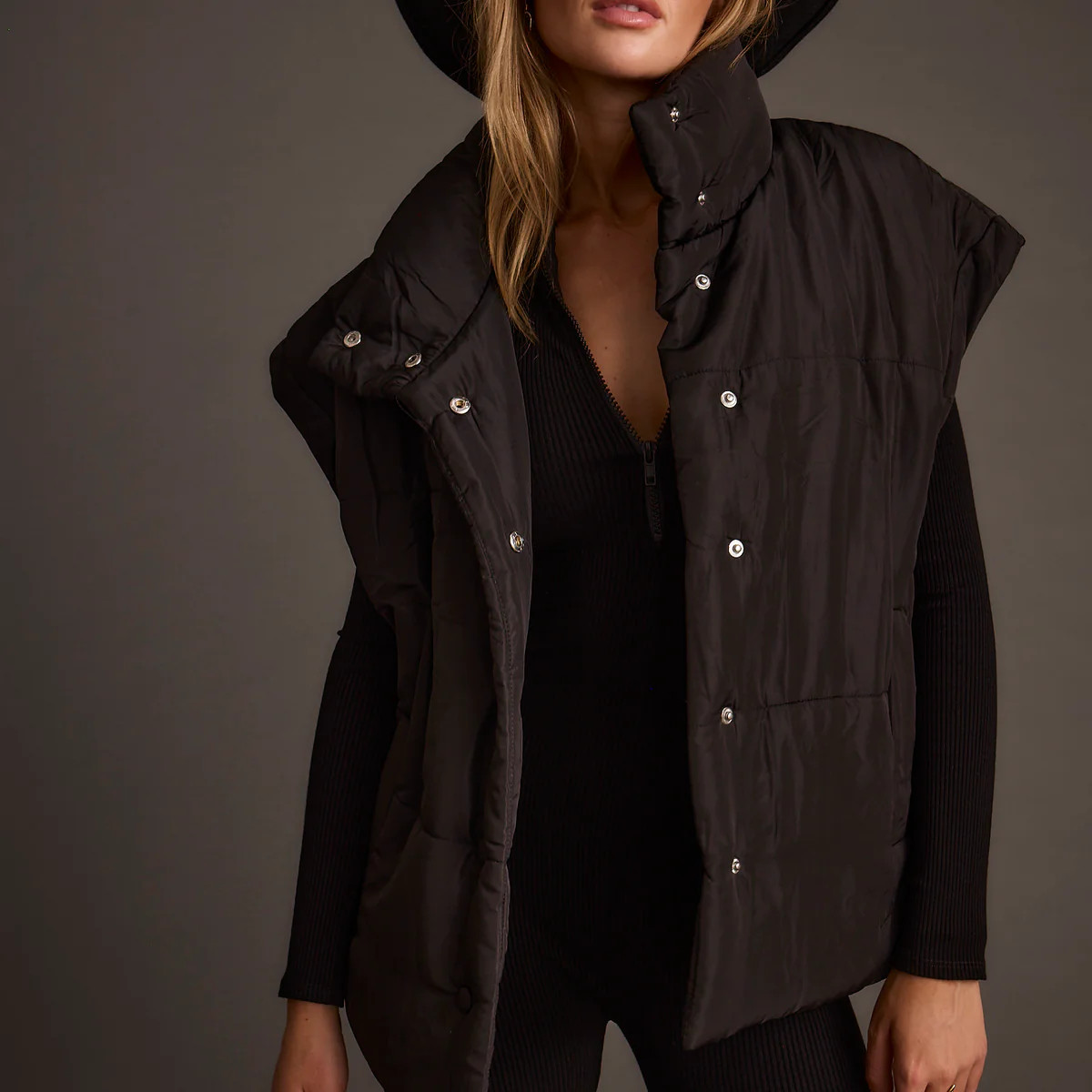 Summit Black Puffer Vest | 12th Tribe