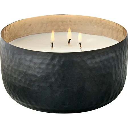 Better Homes & Gardens Black Hammered Metal Bowl 3-Wick Candle, Soft Cashmere Amber | Walmart (US)