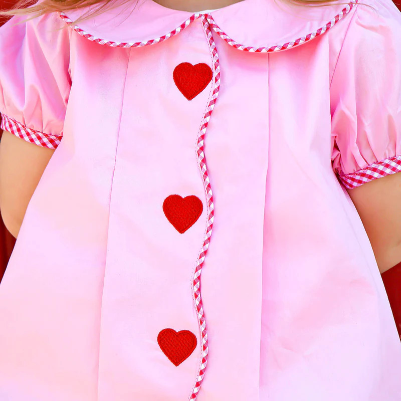Valentine Hearts Pink Jane Dress | Classic Whimsy