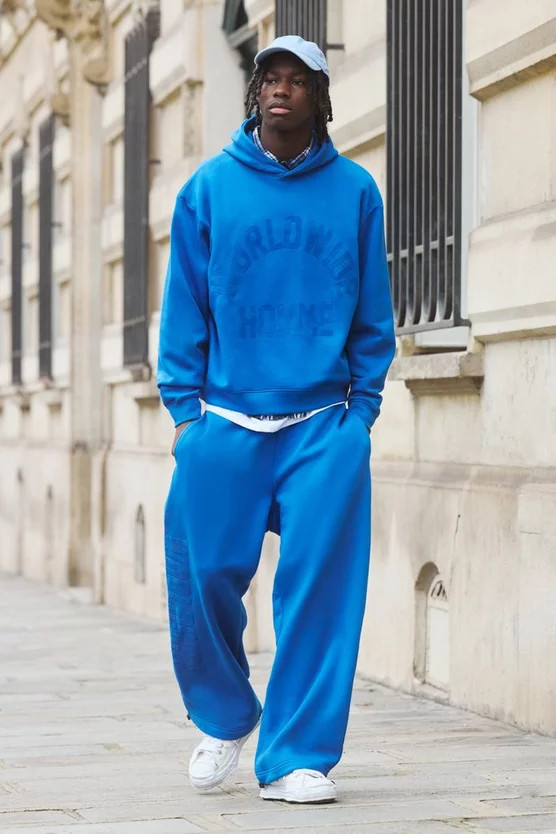 Oversized Boxy Flock Print Wide Leg Tie Cuff Tracksuit | boohooMAN (DE, IE & UK)