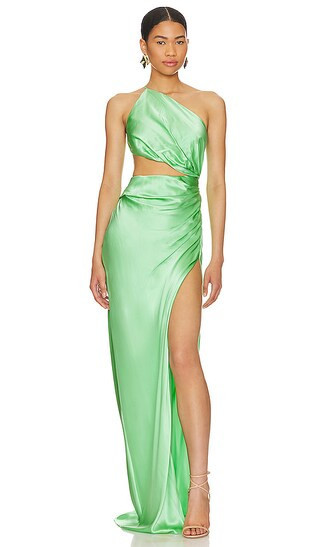 One Shoulder Cut Out Gown in Mint | Revolve Clothing (Global)