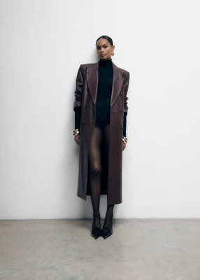 Burgundy Leather Trench Coat | DE SAVARY LONDON