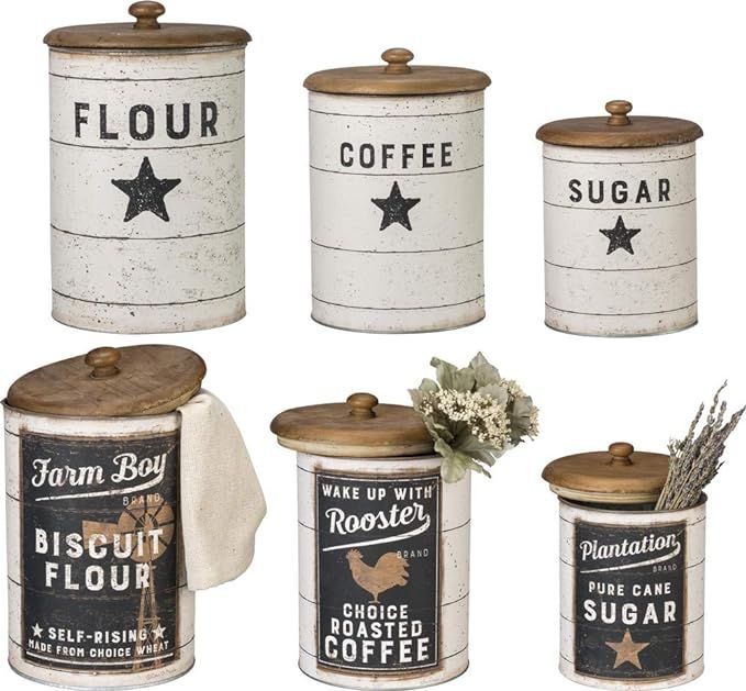 Primitives by Kathy Farmhouse Tin Canisters, Sugar, Coffee, Flour | Amazon (US)