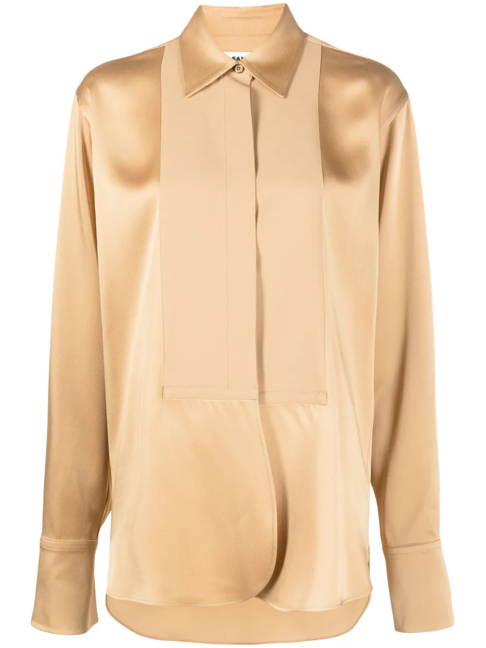 camisa con acabado en satén y paneles | Farfetch Global