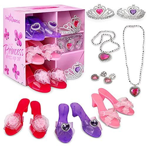 Princess Dress Up Shoes for Girls - Princess Heels, Tiaras, and Jewelry Set - Toddler Gifts for Ages 3, 4, 5, 6, Birthday Gifts for Girls | Amazon (US)