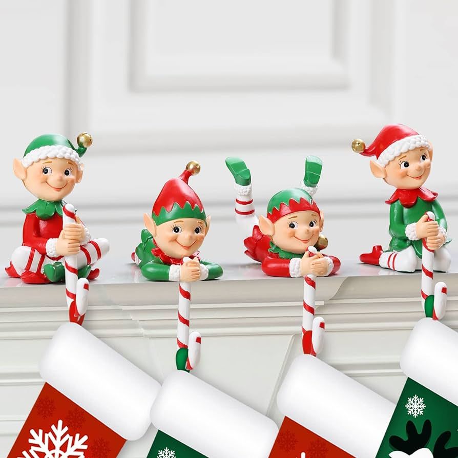 CeleCily Christmas Stocking Holders for Mantle - Christmas Stocking Hangers for Mantel Stocking H... | Amazon (US)