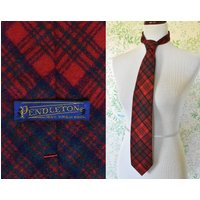 Pendleton Plaid 1960's 70's Vintage Men's Red Holiday Pure Virgin Wool Suit Tie // By Pendleton | Etsy (US)