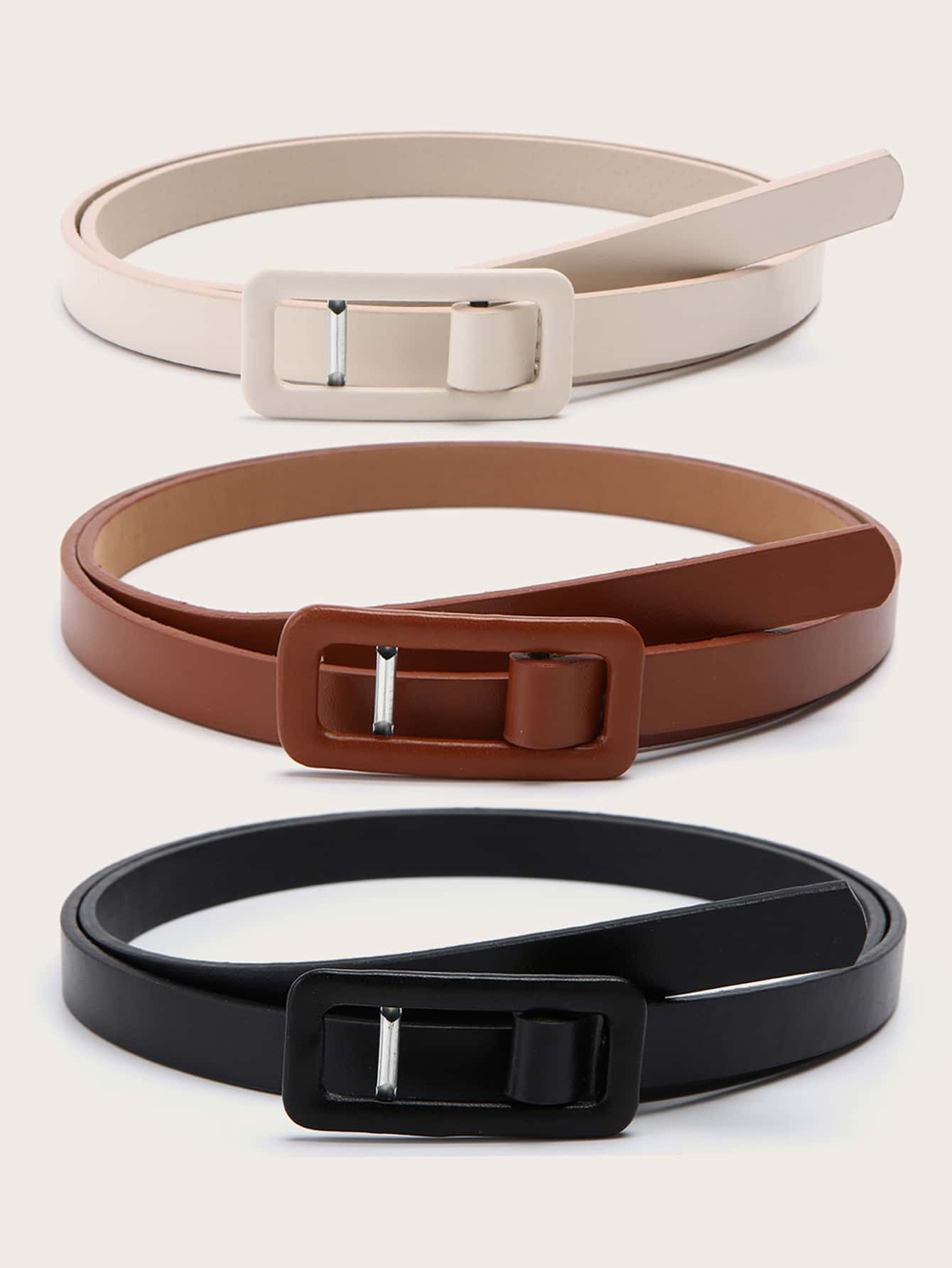 3pcs Rectangular Buckle Belt | SHEIN