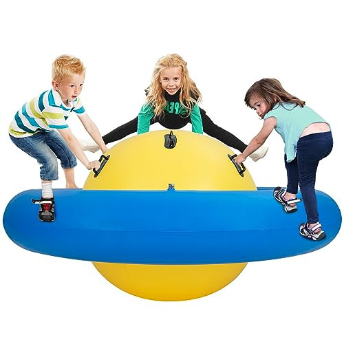 Costzon Giant Inflatable Dome Rocker Bouncer, 88'' Kids Rock and Roll Teeter Totter Seesaw and Climbing Bridge with 6 Handles, Blow Up Rocking Ball Playground Equipment Indoor Outdoor Game Toy Gifts | Amazon (US)