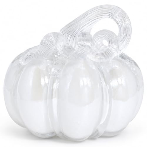 Blown Glass Pumpkin Decor, Fall Halloween Table Centerpiece, Small | Amazon (US)