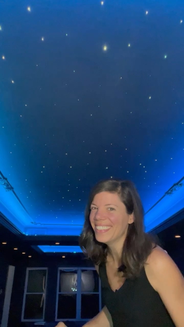 Twinkle ceiling home theater movie room with LED tape lighting in the crown moulding cove.  Recessed lights installed in bulkheads. Medallions, onlays, and trim  

#LTKSale #LTKhome #LTKsalealert