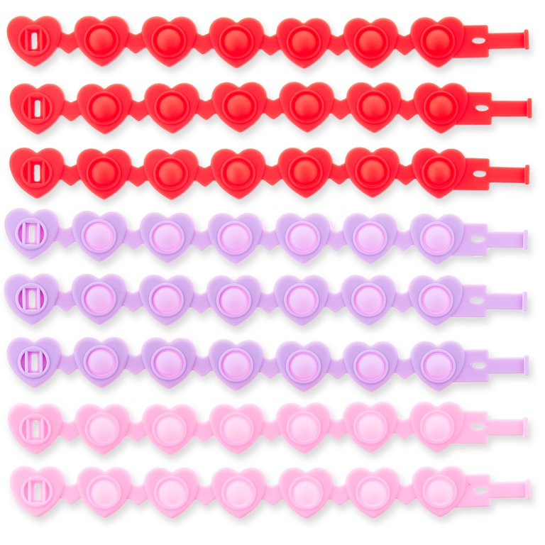 Valentine's Day Heart Popper Fidget Toy Bracelets Party Favors, Ages 3+, 8 Count, by Way To Celeb... | Walmart (US)