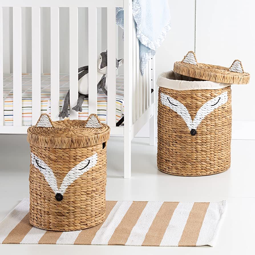 Honey-Can-Do Set of Two Fox Shaped Storage Baskets with Lid, Natural STO-09151 Natural Small | Amazon (US)
