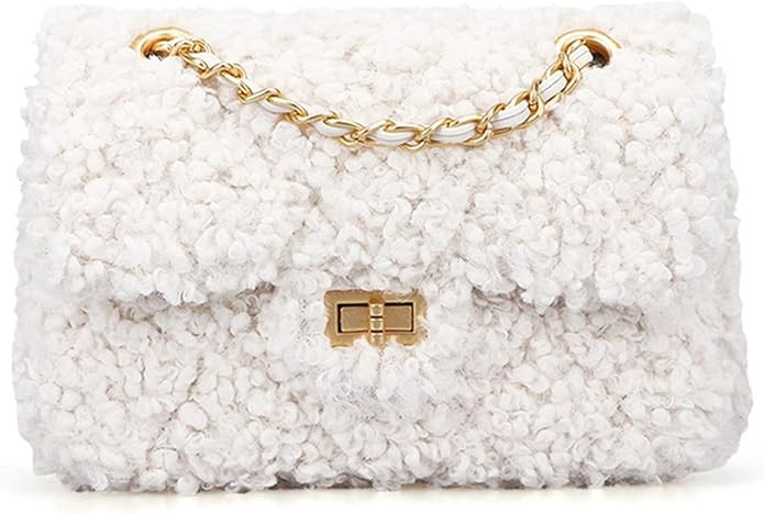 Women Plush Shoulder Bag Fashion Fluffy Crossbody Purse Soft Warm Shopping Dating Bag with Adjust... | Amazon (US)