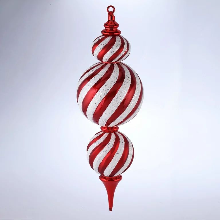 Red and White Jumbo Shatterproof Finial Christmas Ornament, 24", by Holiday Time | Walmart (US)