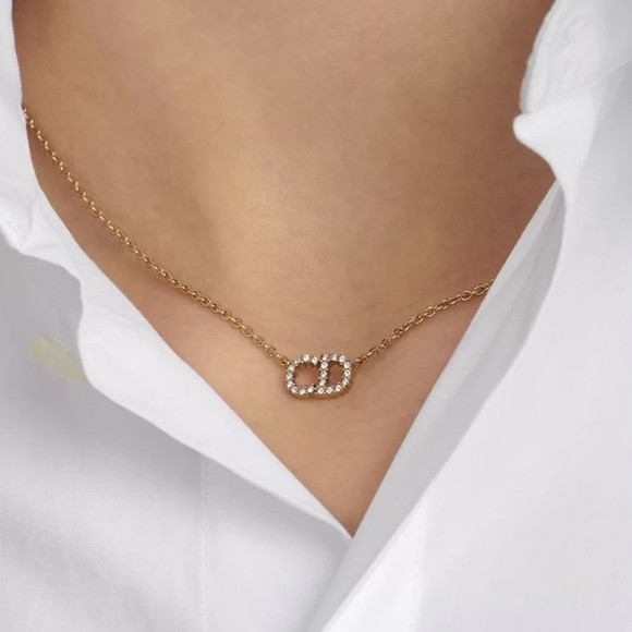 Christian Dior Clair D Lune Gold Logo Necklace | Poshmark