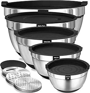 Umite Chef Mixing Bowls with Airtight Lids, 8PCS Stainless Steel Nesting Mixing Bowls Set, 3 Grat... | Amazon (US)