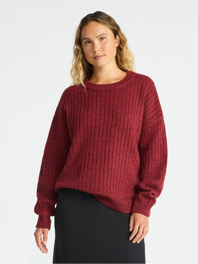 Time and Tru Women's and Women’s Plus Textured Stitch Sweater, Midweight, Sizes XS-4X | Walmart (US)