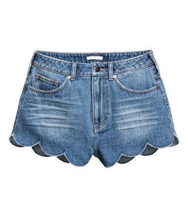 H&M Denim Scalloped-hem Shorts $24.99 | H&M (US)