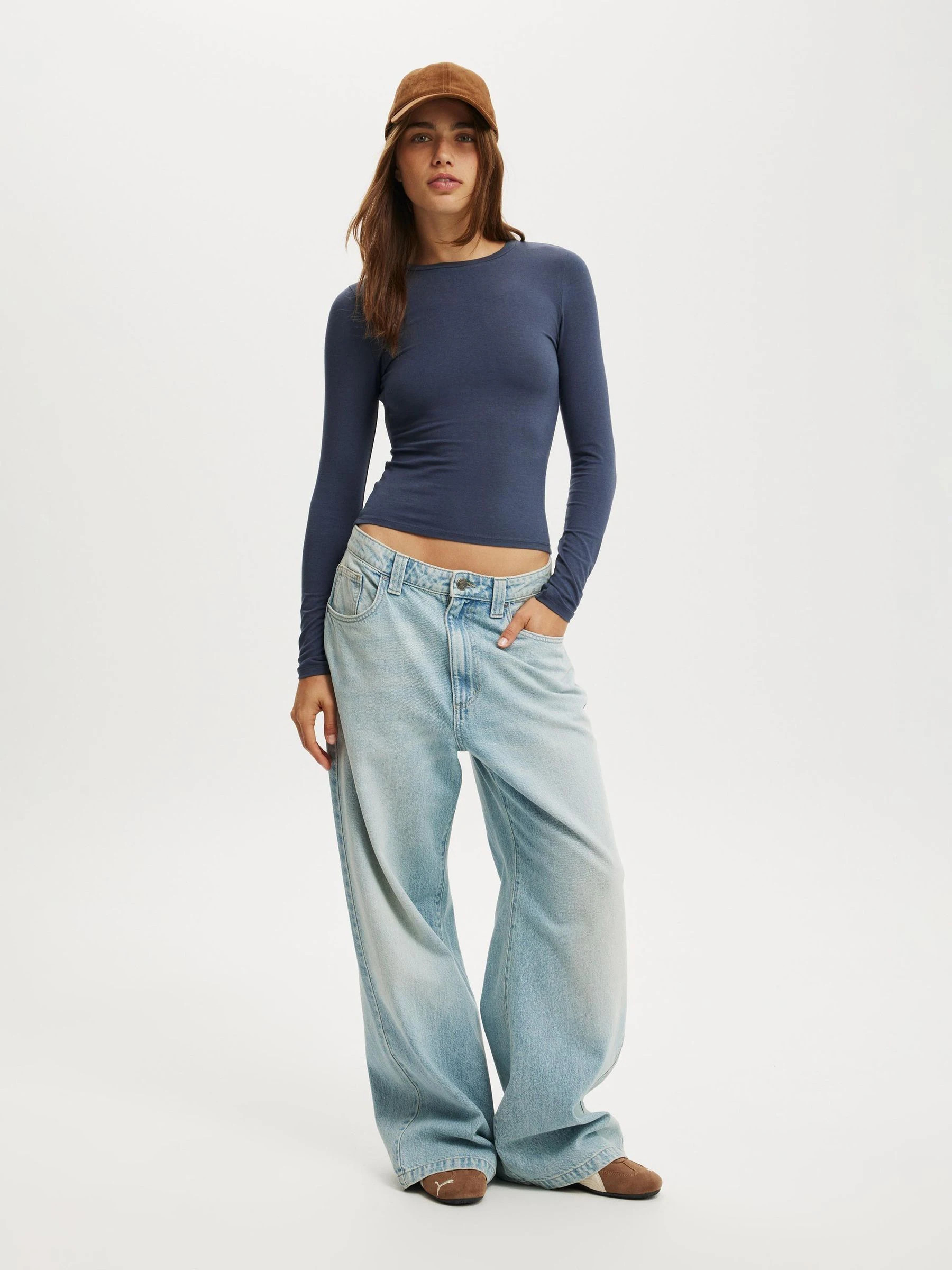 Cotton On Cotton On Blue All Day Crew Long Sleeve T-Shirt | Next US
