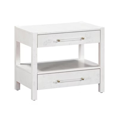 TOV Furniture Brandyss 26" Burl 2-Drawer Nightstand White 26"W x 17"D x 22.3"H | Target