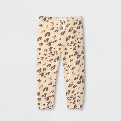 Grayson Mini Toddler Girls' Adaptive Animal Print Fleece Jogger Pants - Cream | Target
