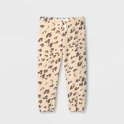 Grayson Mini Toddler Girls' Animal Print Fleece Jogger Pants - Cream | Target