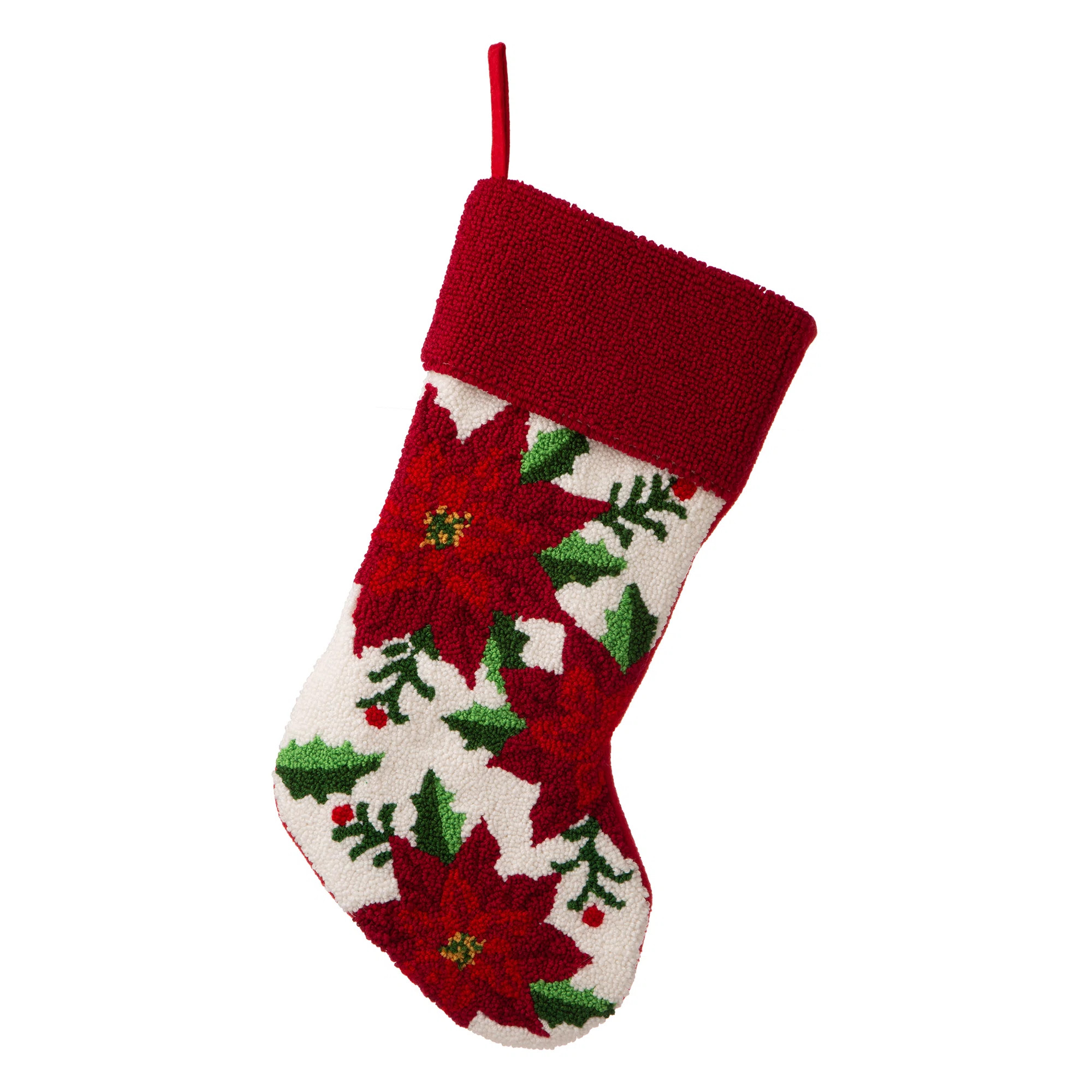 Hooked Poinsettia Christmas Stocking | Wayfair North America