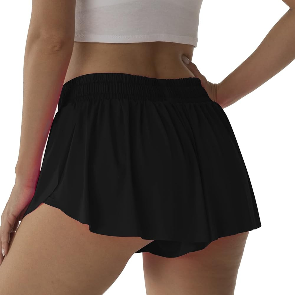 Flowy Athletic Shorts for Women Running Tennis Butterfly Shorts Girls 2-in-1 Double Layer Quick-D... | Amazon (US)