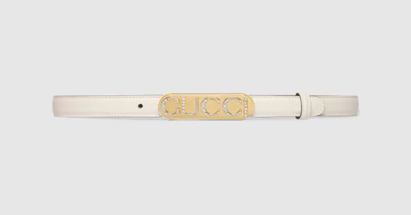 Thin belt with crystal Gucci buckle | Gucci (US)