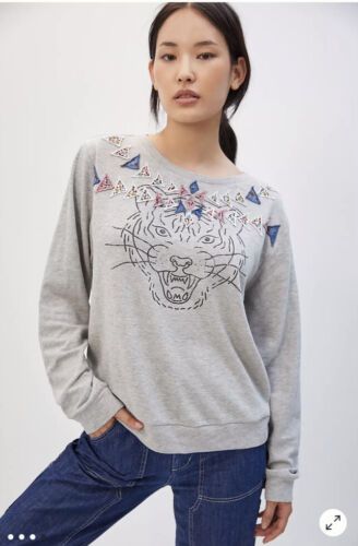 ANTHROPOLOGIE Luna Mercantile Co. Tiger Graphic Sweatshirt. Size M. Retail $130 | eBay US