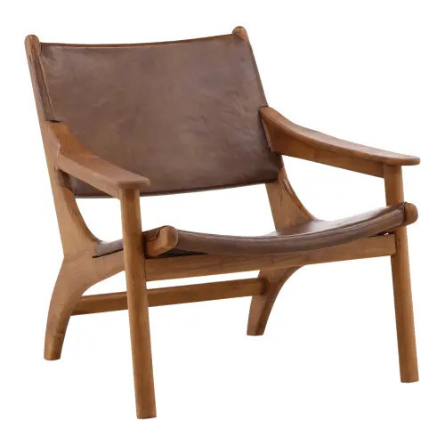 Dovetail Furniture Maddox Leather Accent Chair in Natural at Nordstrom | Nordstrom