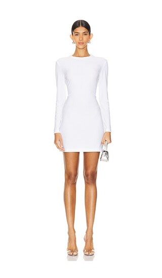 Long Sleeve Crewneck Mini Dress in Snow White | Revolve Clothing (Global)