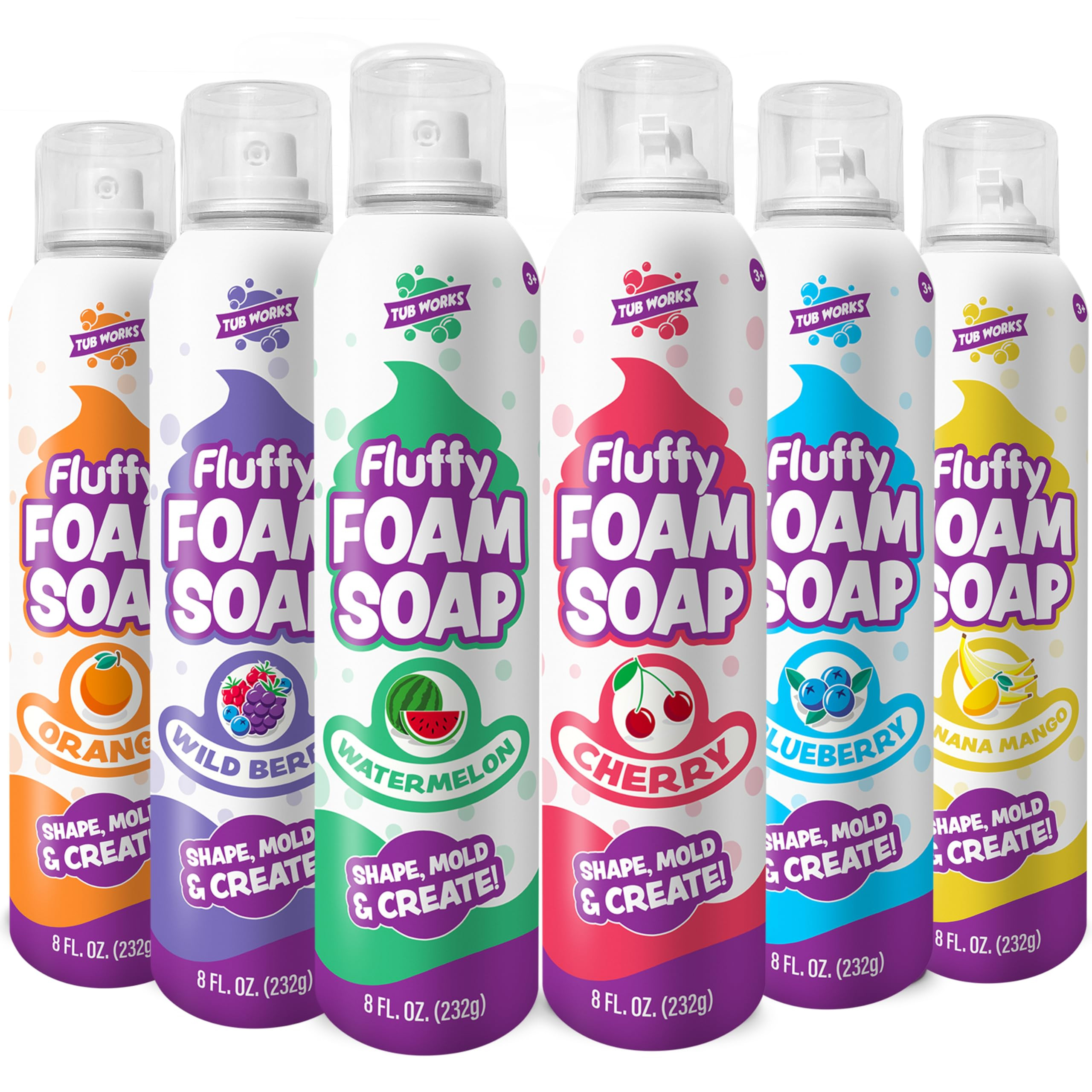 Tub Works® Fluffy Foam Soap, Variety 6 Pack | Shape, Mold & Create Bath Art with Soft Bath Foam ... | Amazon (US)