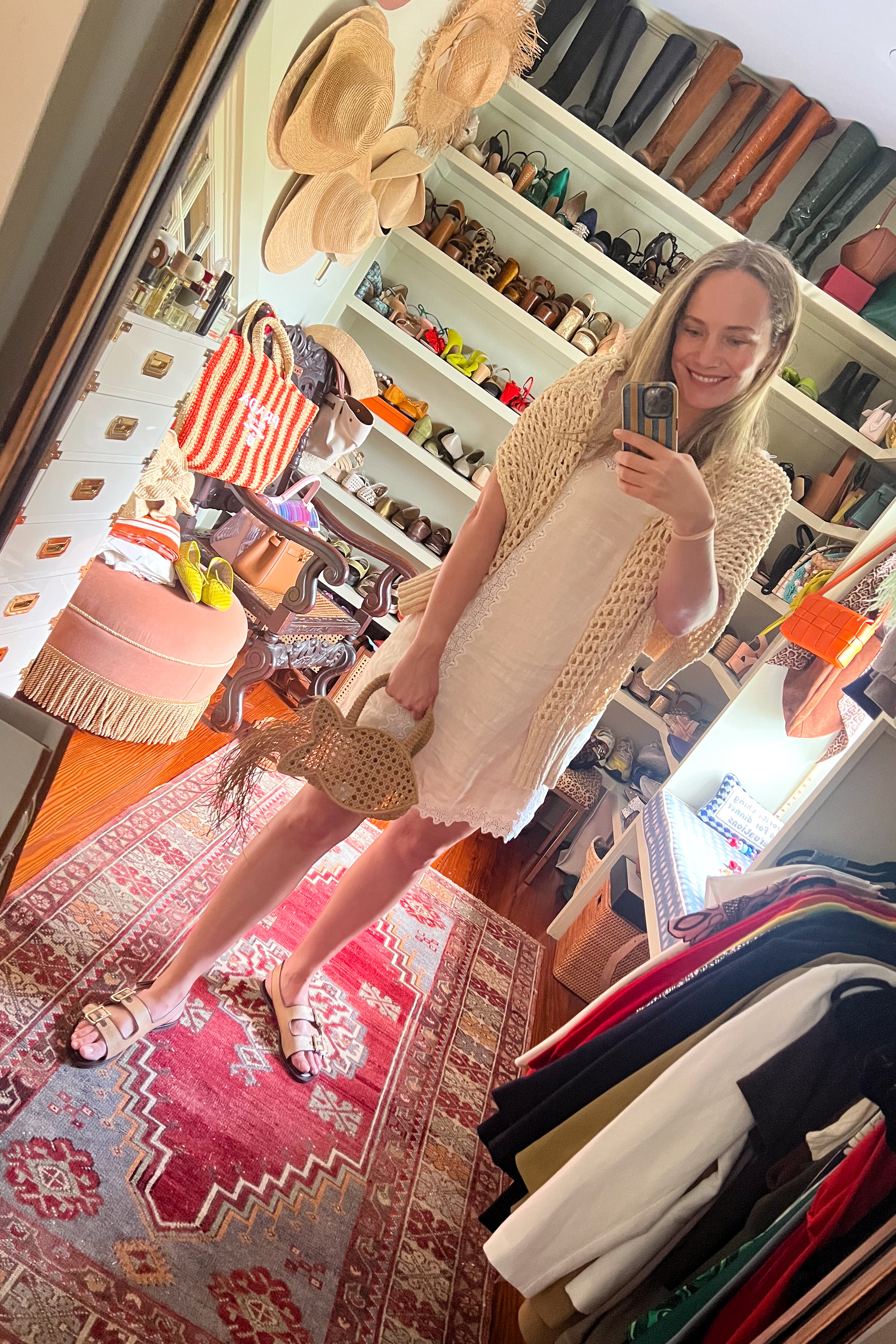 An easy breezy look from @Jcrew. I love how well it pairs with this open-weave cardigan and how cute is the fish bag?  #injcrew #ad  

 #LTKSummerEdit