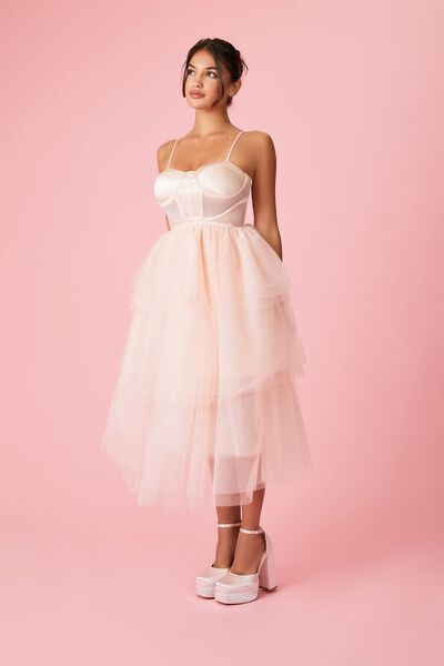 Satin Tiered Midi Dress | Forever 21 (US)