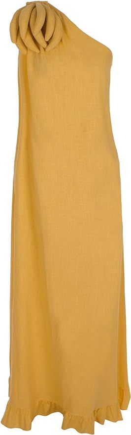 Amazon.com: Banana One Shoulder Long Dress with Bananas Detail | Amazon (US)