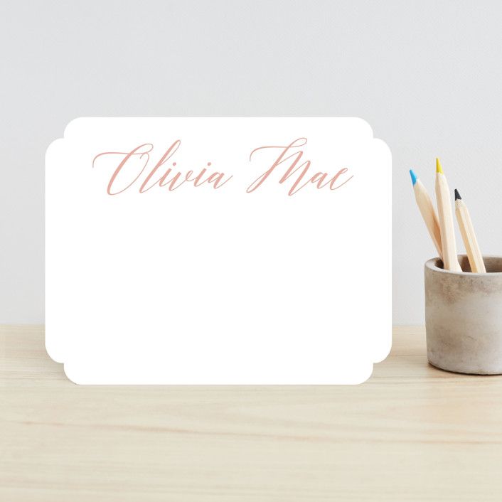 "Sweet Script" - Customizable Children's Stationery in Pink by Jennifer Postorino. | Minted